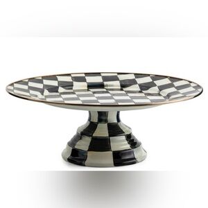Mackenzie Childs large courtly check pedestal platter NEW